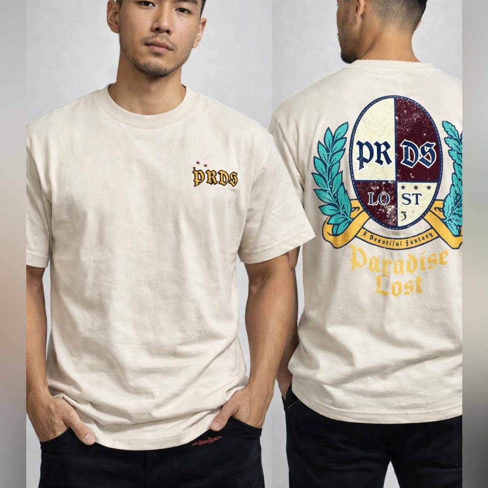 Paradise Lost PRDS Fantasy Tee Cream Graphic T-Shirt Size mens Medium Streetwear